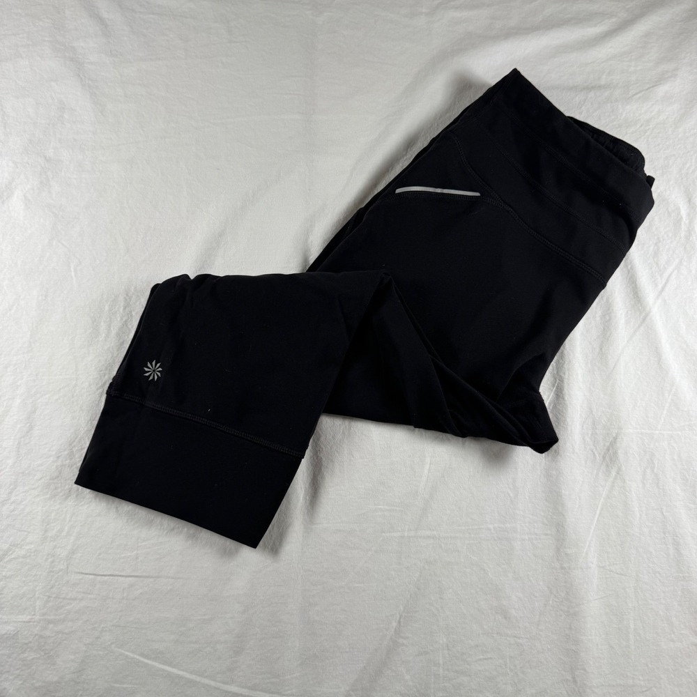 Athleta Women's Size L Black Relay Reflective Mesh Capri Leggings